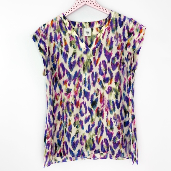 CAbi Tops - Cabi Plume Top 5027 Multicolored Patterned Blouse